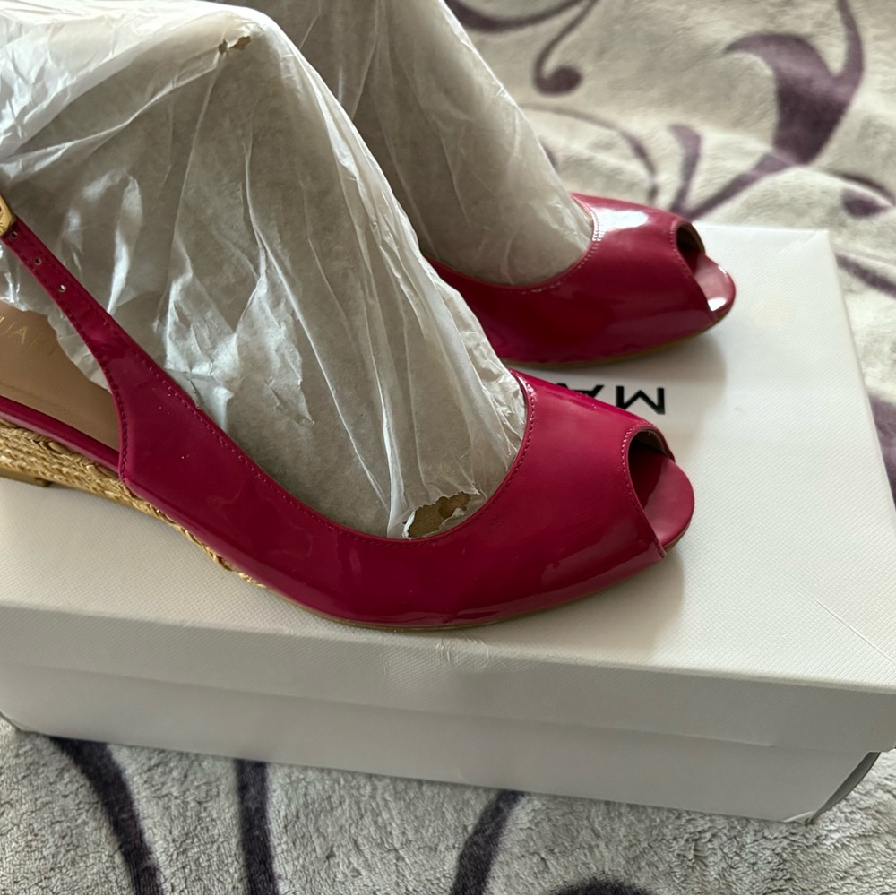 Stuart Weitzman Pink Wedge Peep-Toe Shoes
